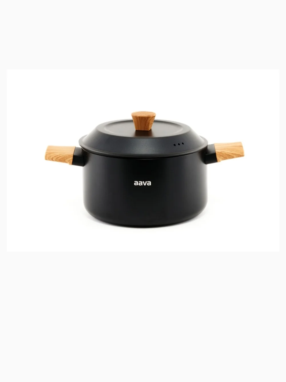 Black Nonstick Stock Pot with Wood-Effect Handles